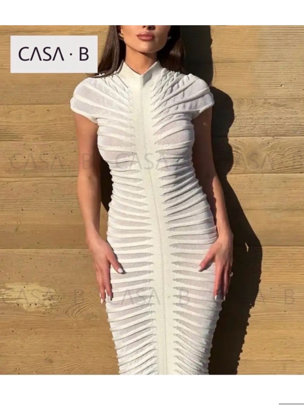 CASA·B White Textured Knit dress